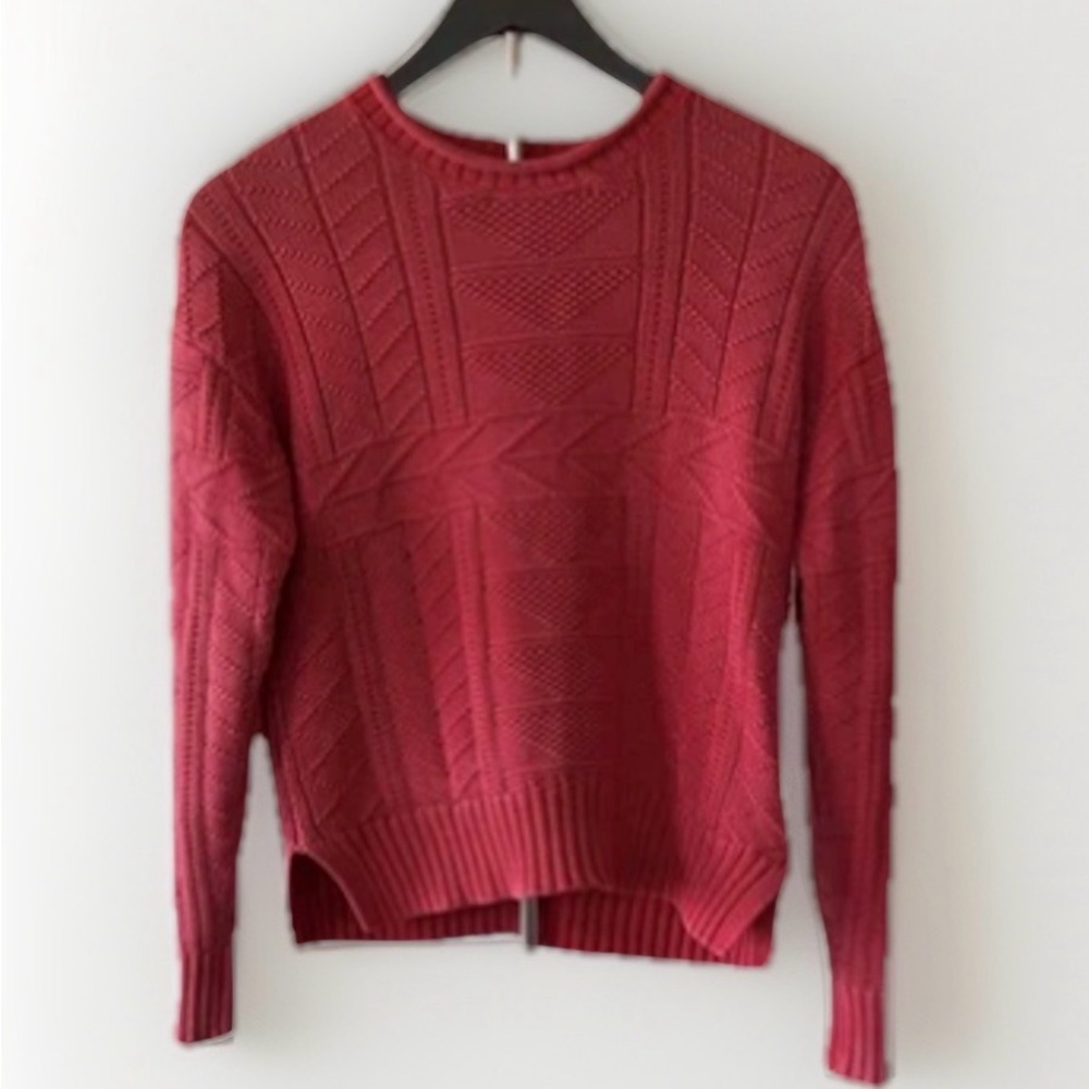 Ralph Lauren Magenta Cable Knit Sweater XS | Crew Neck Cotton | Classic Preppy